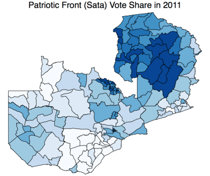 Sata constituency level vote share (% of votes cast) 